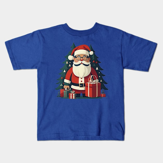 Santa with gifts Kids T-Shirt by Virshan